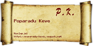Poparadu Keve névjegykártya